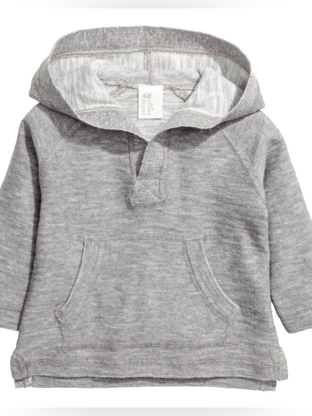 H&M Light Gray Melange Cotton Kids Hoodie 9-12 months